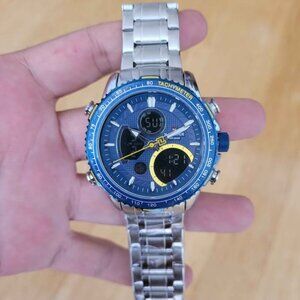 NAVIFORCE New Stylish Dual Display Watch‎ in Stainless Steel For Men